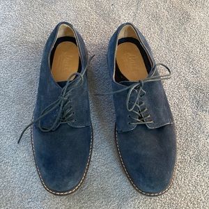 Blue suede loafers